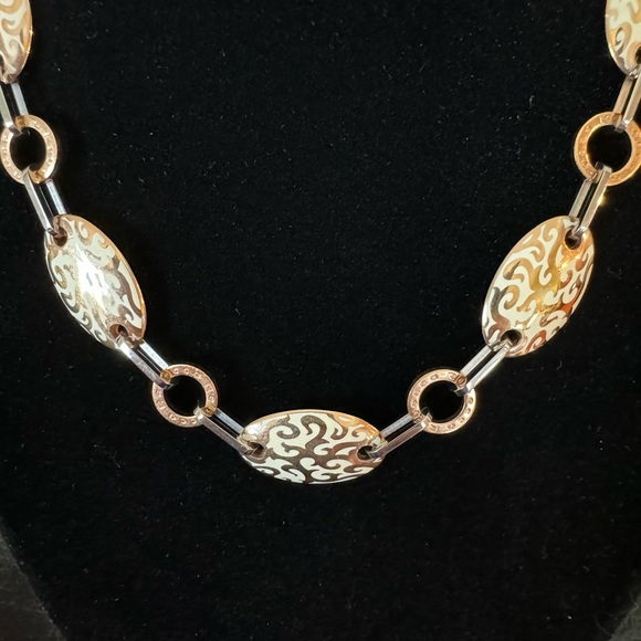 Rebecca Italian Designer Rose Gold & Silver Necklace - Picture 4 of 6